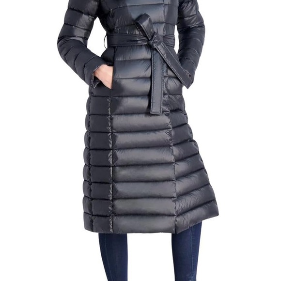 Via Spiga Black Quilted Puffer Coat - Picture 2 of 8